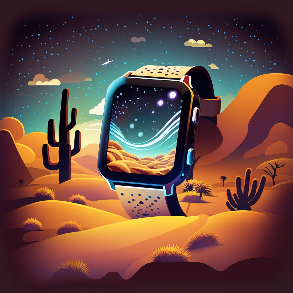 Doroti cartoon smartwatchwith a picture of desert on its screen 9515756a 6d77 4864 ad4b 7b68a345e36c
